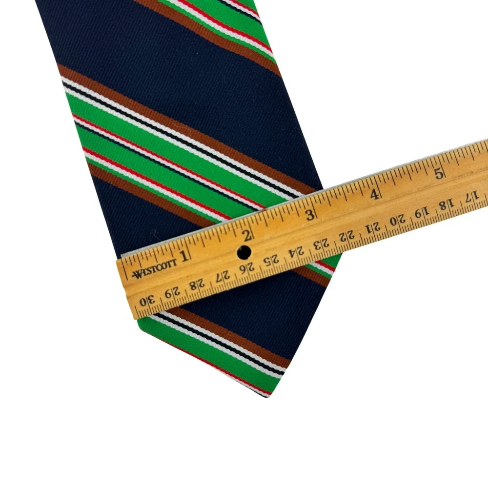 Vintage Legacy Originals Striped Necktie Navy Green Preppy Ivy League Menswear